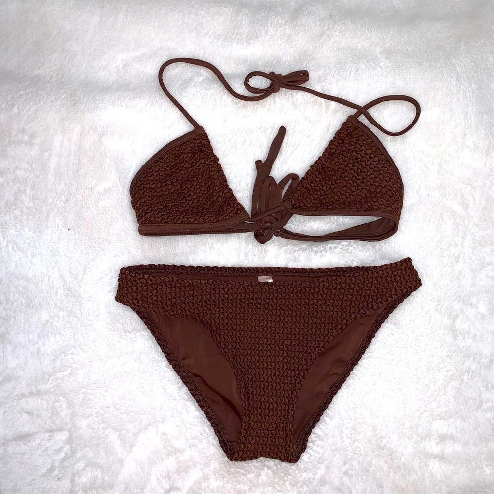 Victoria Secret ladies brown textured bikini.